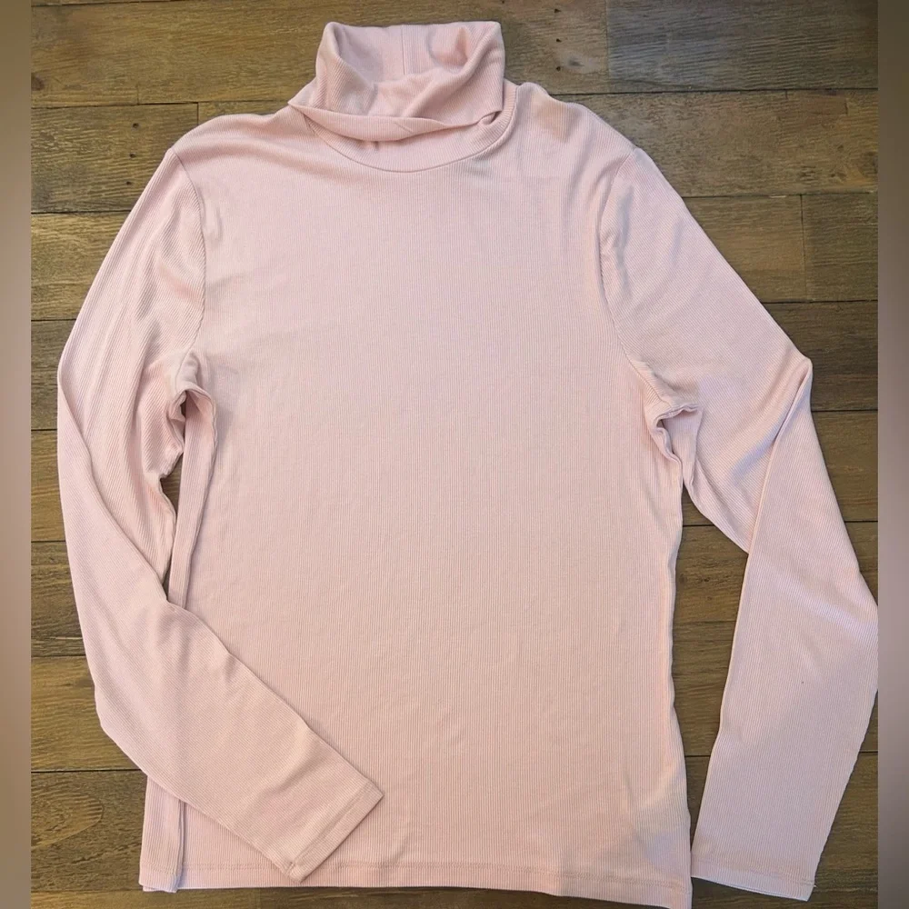 RALPH LAUREN | Pink Turtleneck Ribbed Long Sleeve Top | Size Large - Picture 3 of 11
